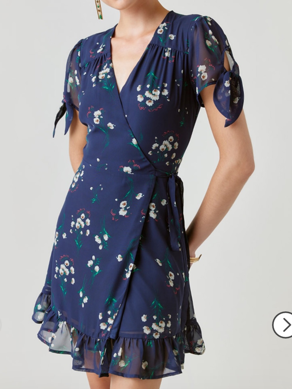 NWT- francescas Blue floral wrap mini dress- size S